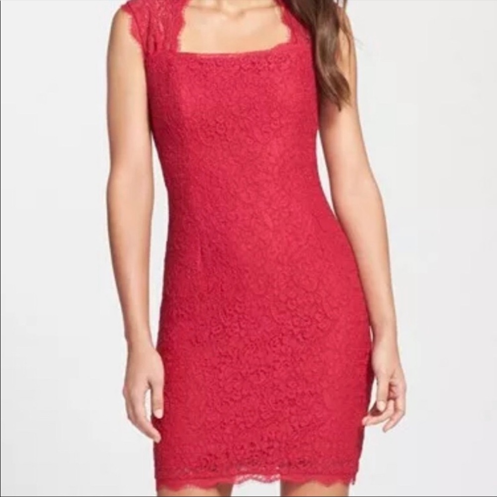 Adrianna Papell Pink Lace Dress Size 2